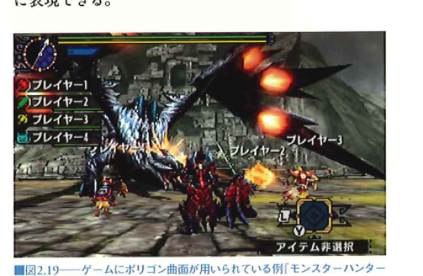 ゲームにおけるポリゴン曲面の例 ゲームにおけるポリゴン曲面の例