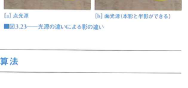 光源の違いによる影の違い 光源の違いによる影の違い